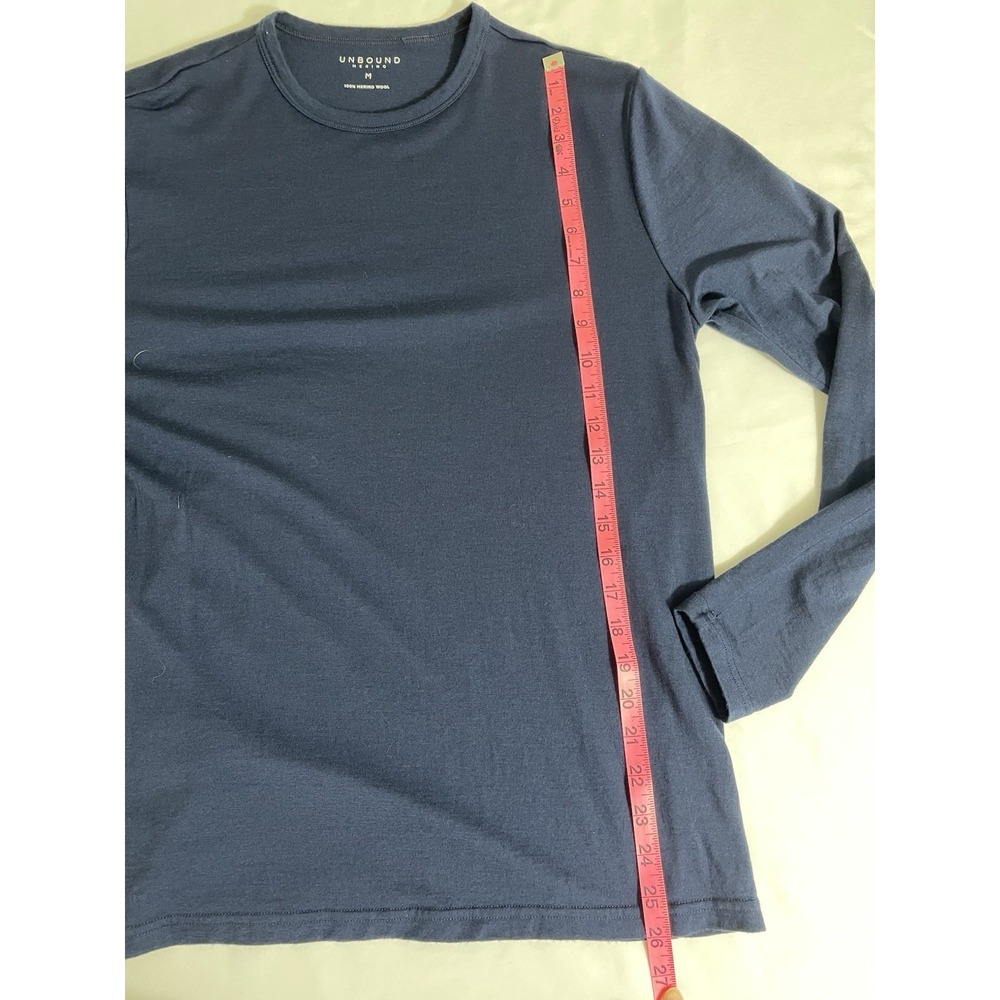 Unbound Merino Wool Shirt Mens Medium M Crew Blue Long Sleeve - Picture 7 of 9